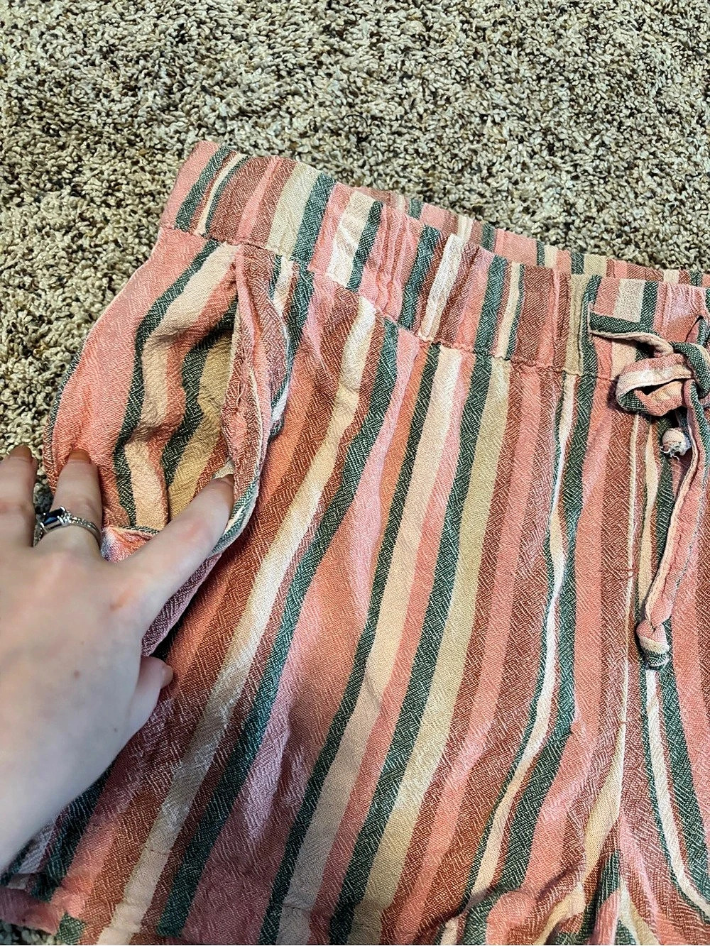 dlp Striped High Waist Shorts in Pink & Green XL - Picture 3 of 4